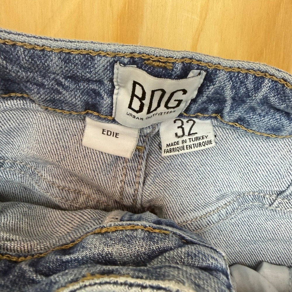 BDG Urban Outfitters Edie High Rise Straight Jeans Medium Wash Raw Hem Blue 32 - Picture 3 of 7